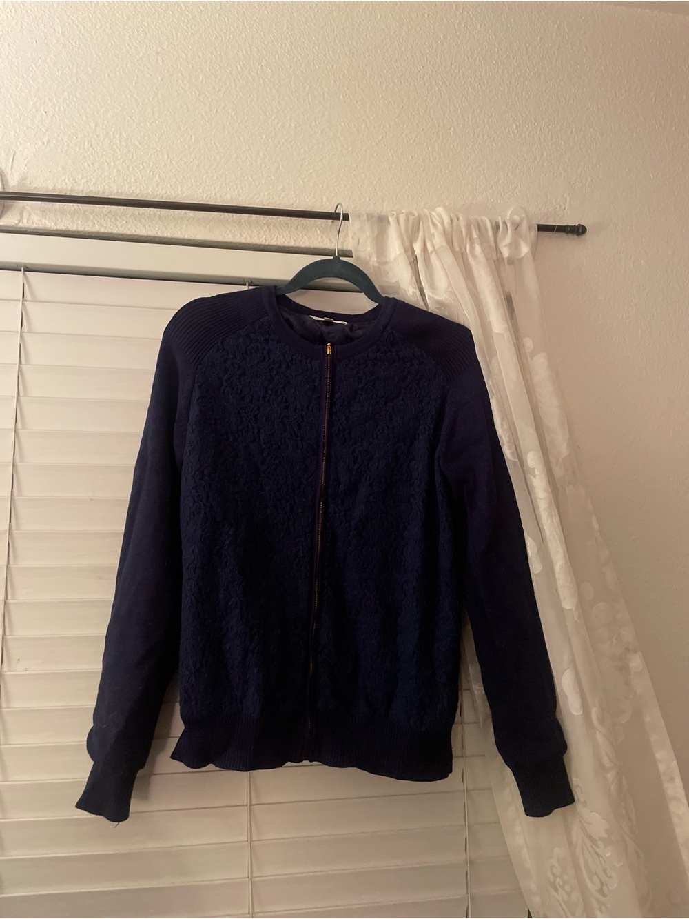 Fairway & Greene Navy Zip-Front Knit Bomber Jacket